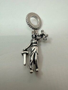 European Silver Plated Lady Justice Dangle Charm
